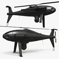 Covert Surveillance Helicopter Drone Black Rigged