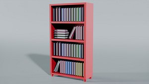 3D model Modern Minimalist Pink Bookshelf 3D Model