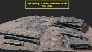 Slate Rock Slab Collection 3D model