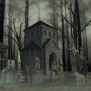 3D graveyard cemetery remains