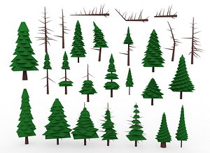3D set of trees fir pine