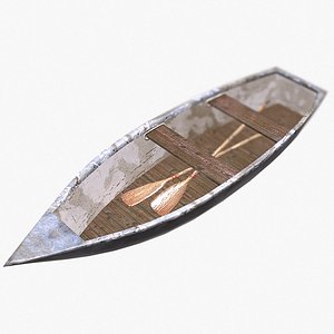 Boat with paddles - Low Poly