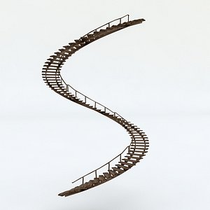 3D old wooden staircase