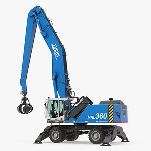 Terex Fuchs MHL360 Material Handler Rigged 3D Model