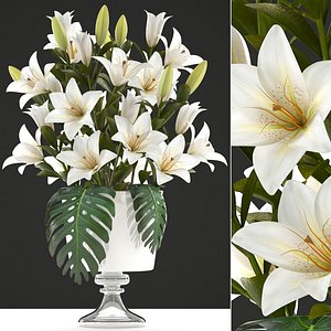 3D bouquet white lilies