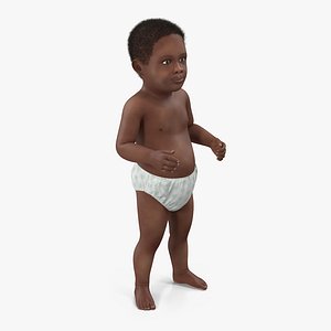 African American Baby Standing with Fur
