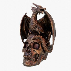 3D Dragon on skull high-poly 3D model