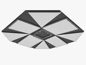 Octagonal industrial roof with light truss and spotlights 3D model