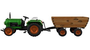 3D Tractor Trolley model