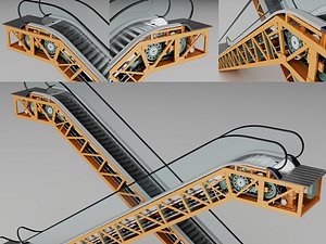 Escalator Internal Mechanism Structure Pack PBR Game Ready