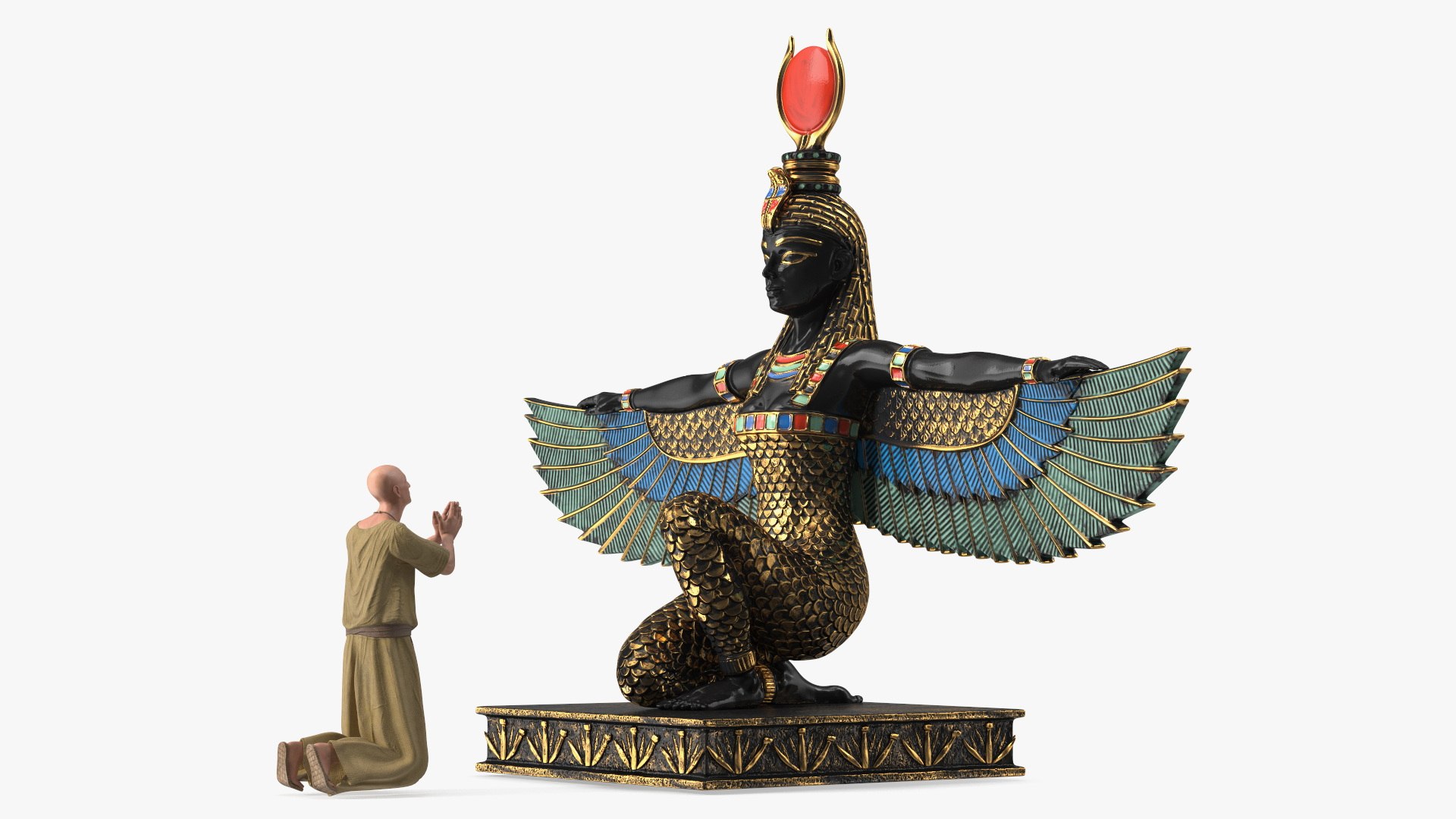Ancient Priest Worships the Egyptian Goddess Isis 3D model preview