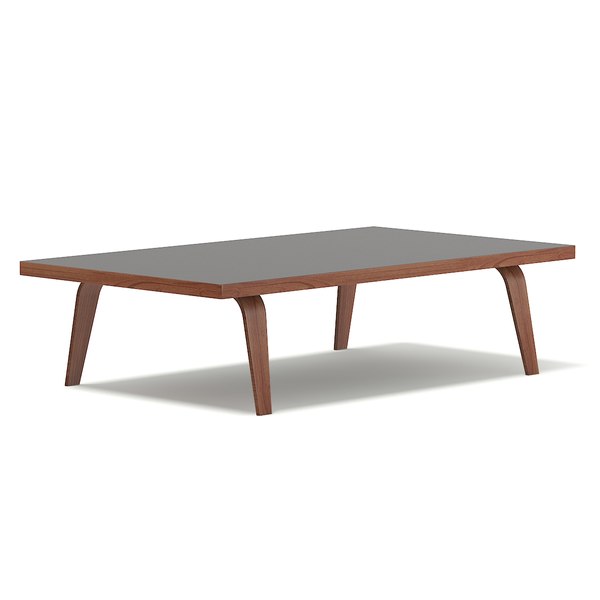 3D model rectangular coffee table dark wood