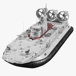 Amphibious Landing Ship on Air Cushion with Deck Ramp Gray Rigged