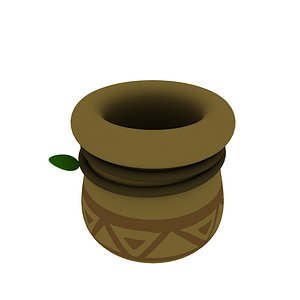 3D model cartoon clay pot