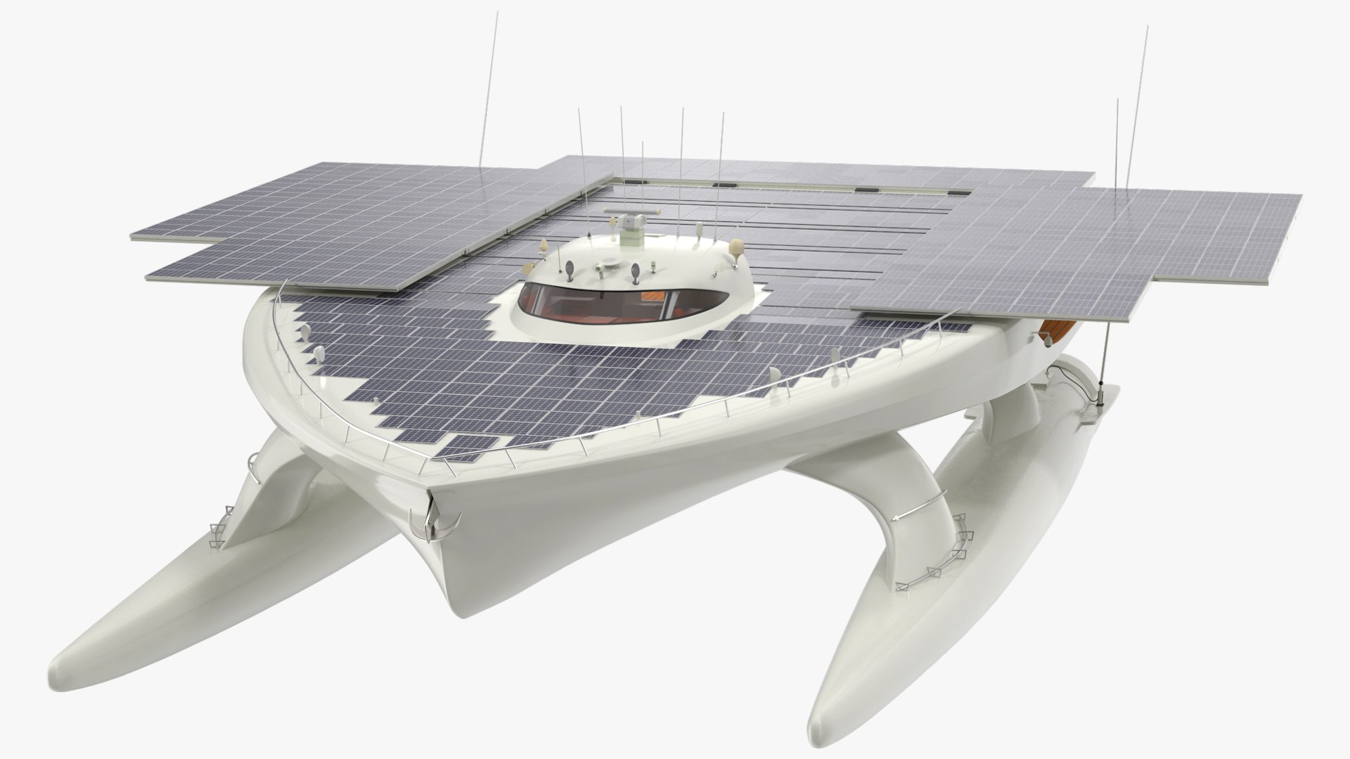 Electric Solar Powered Boat Simple Interior 3D model preview