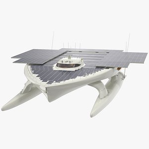 3D Electric Solar Powered Boat Simple Interior