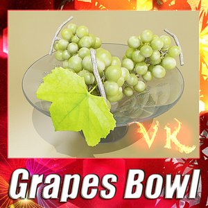 fruit basket green grapes 3d model