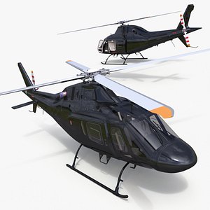 3D Utility Helicopter Black Simplified Rigged for Cinema 4D model