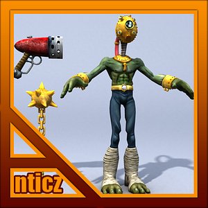 alien character ludo 3d model