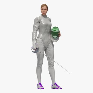 Female Fencer Sabre Animated HQ Editorial License 3D