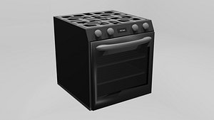 3D Low Poly Oven Black