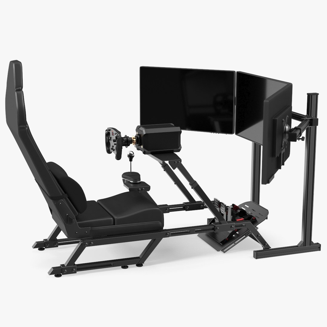 3D GT Racing Sim Gaming Setup with Monitors - TurboSquid 2069078