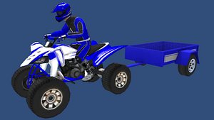 Low Poly Quad Bike With Player and Trailer 1