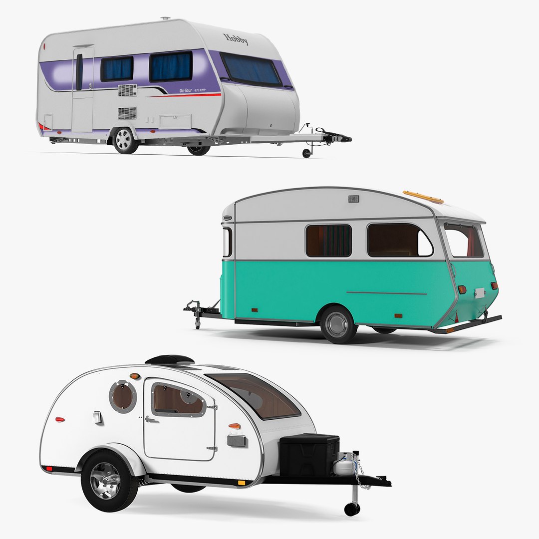 Rigged Caravans Collection 2 3D model preview