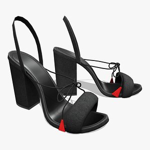 3D Female Black Suede Heels model