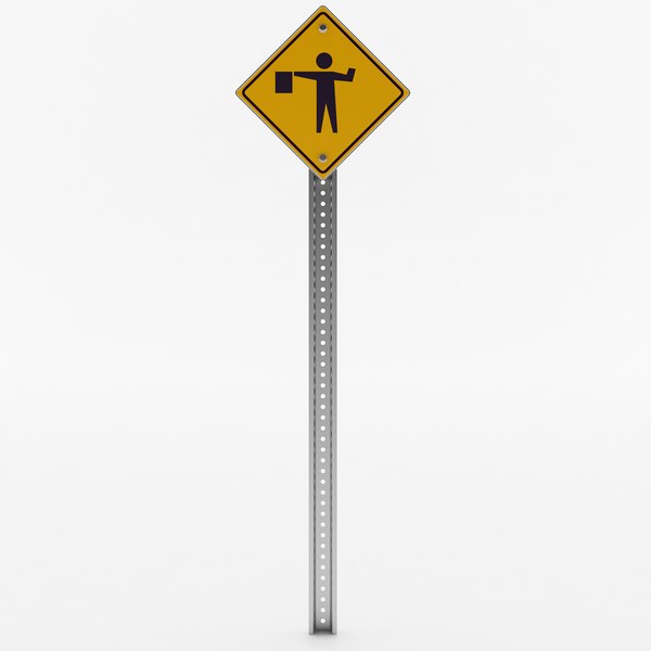 3D model flagger ahead sign - TurboSquid 1303406