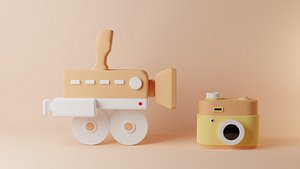 Photo Camera And Video Cam Models 3D