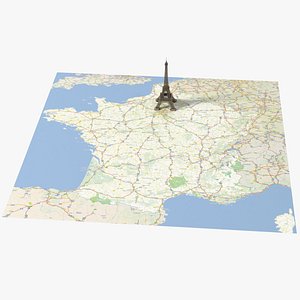 Eiffel Tower on Map France model