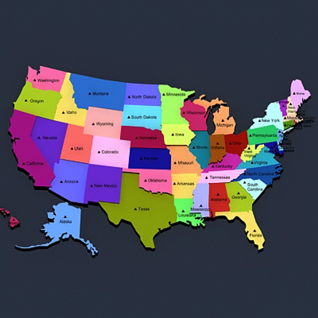 3d Model Of Political Usa States