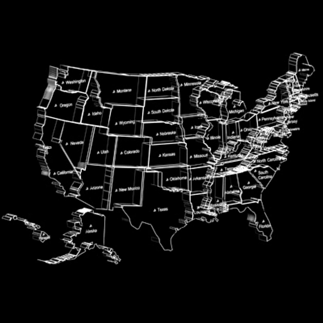 3d model of political usa states