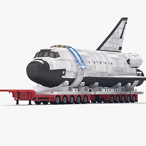 Lowboy Trailer with Space Shuttle 3D