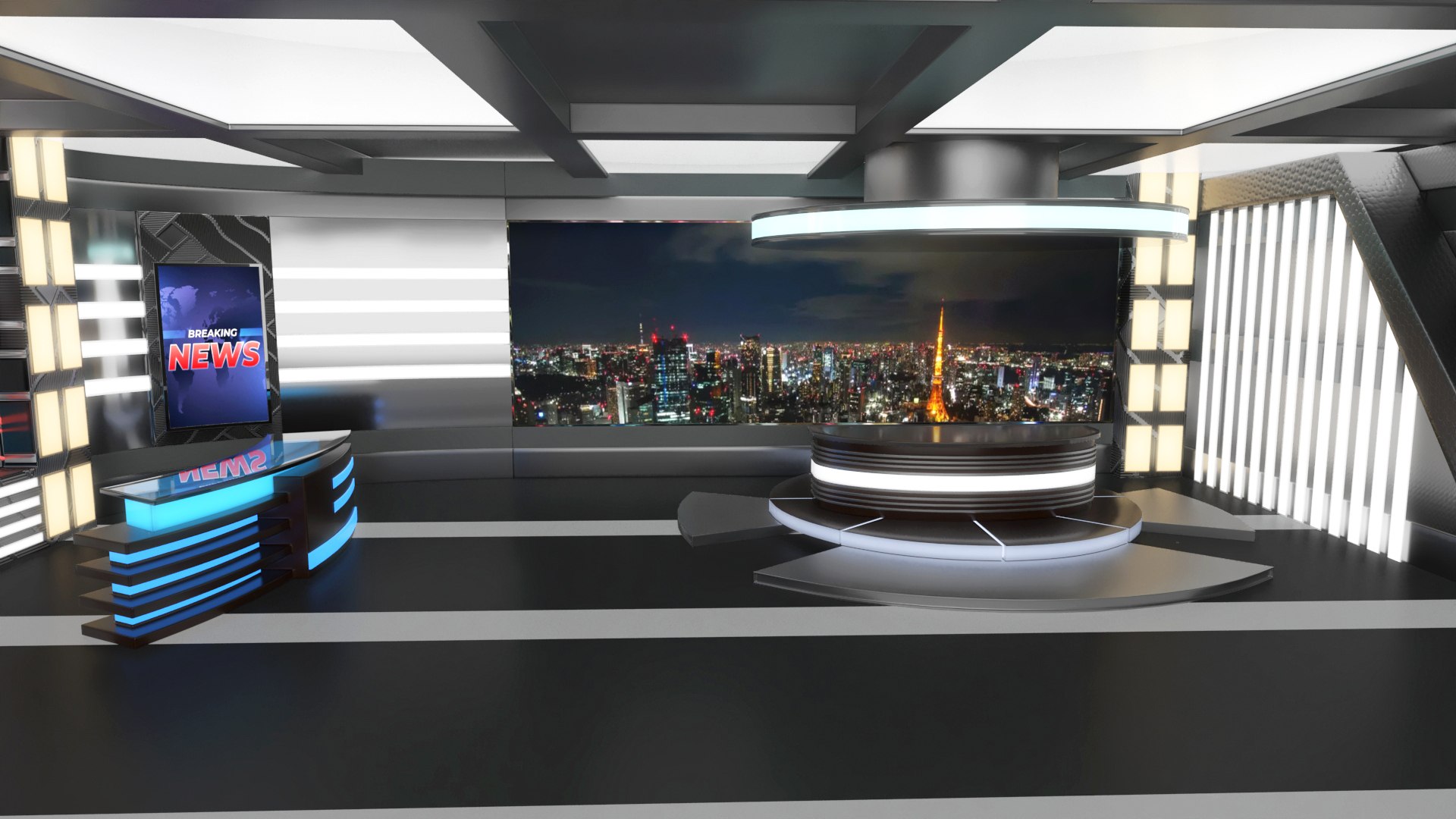 TV News And Talkshow Studio 3D Model - TurboSquid 1987725