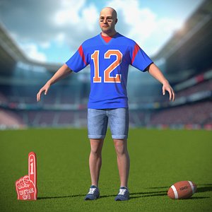 Football Fan Character with Foam Finger and Ball