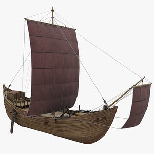 3D Antique 7th-Century Merchant Ship