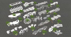 3D Modern Pergola Gazebo Canopy Pavilion Landscape Structure 3D Model