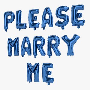 Foil Balloon Blue Words Please Marry Me