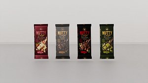 3D Chocolate Bar Packaging Collection Dark  Strawberry  Pistachio  Hazelnut  3D Model