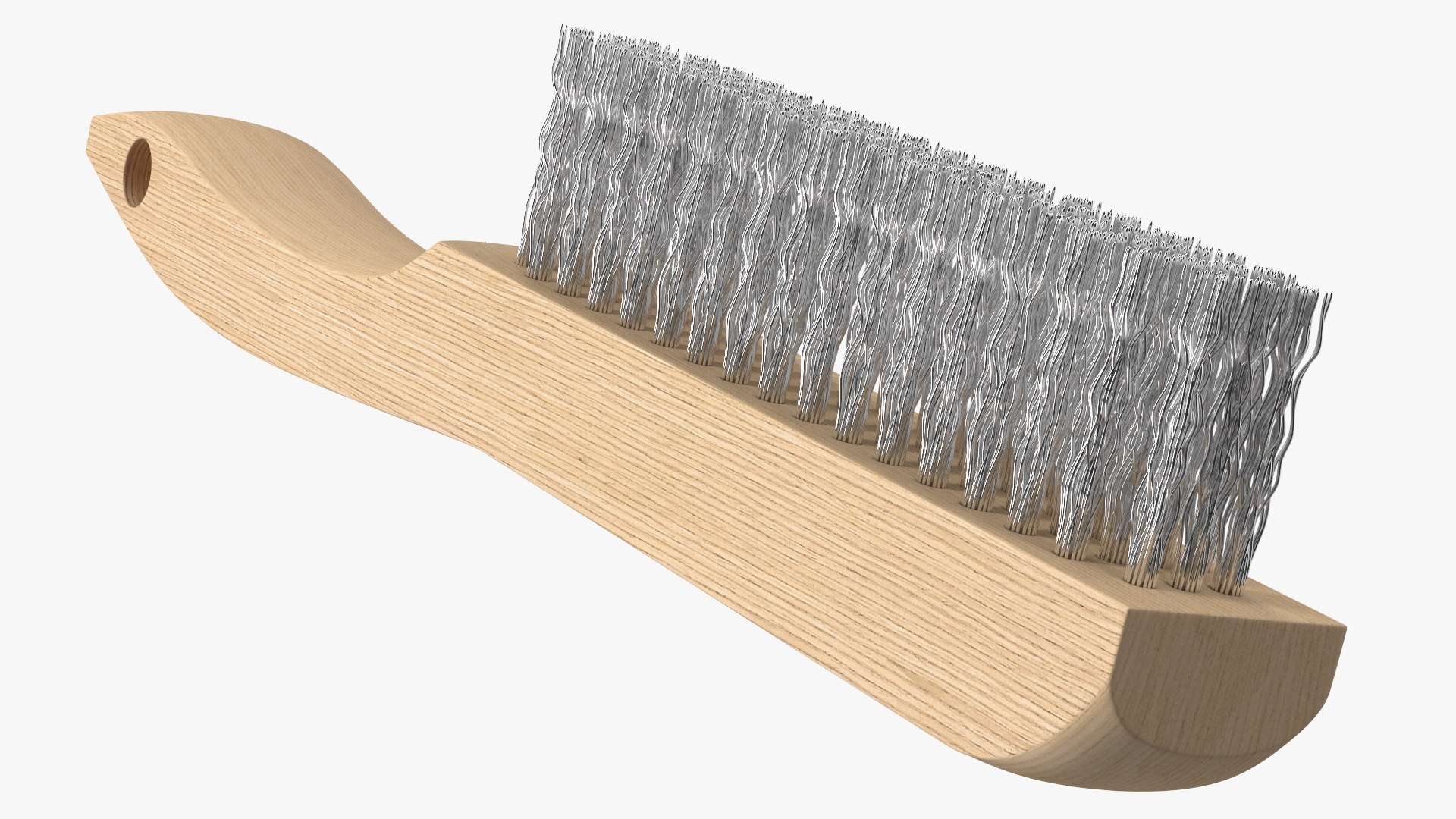 Wooden Handle Steel Wire Brush 3D model preview