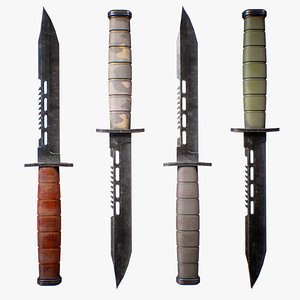 PBR Futuristic Kabar Combat Knife Set model