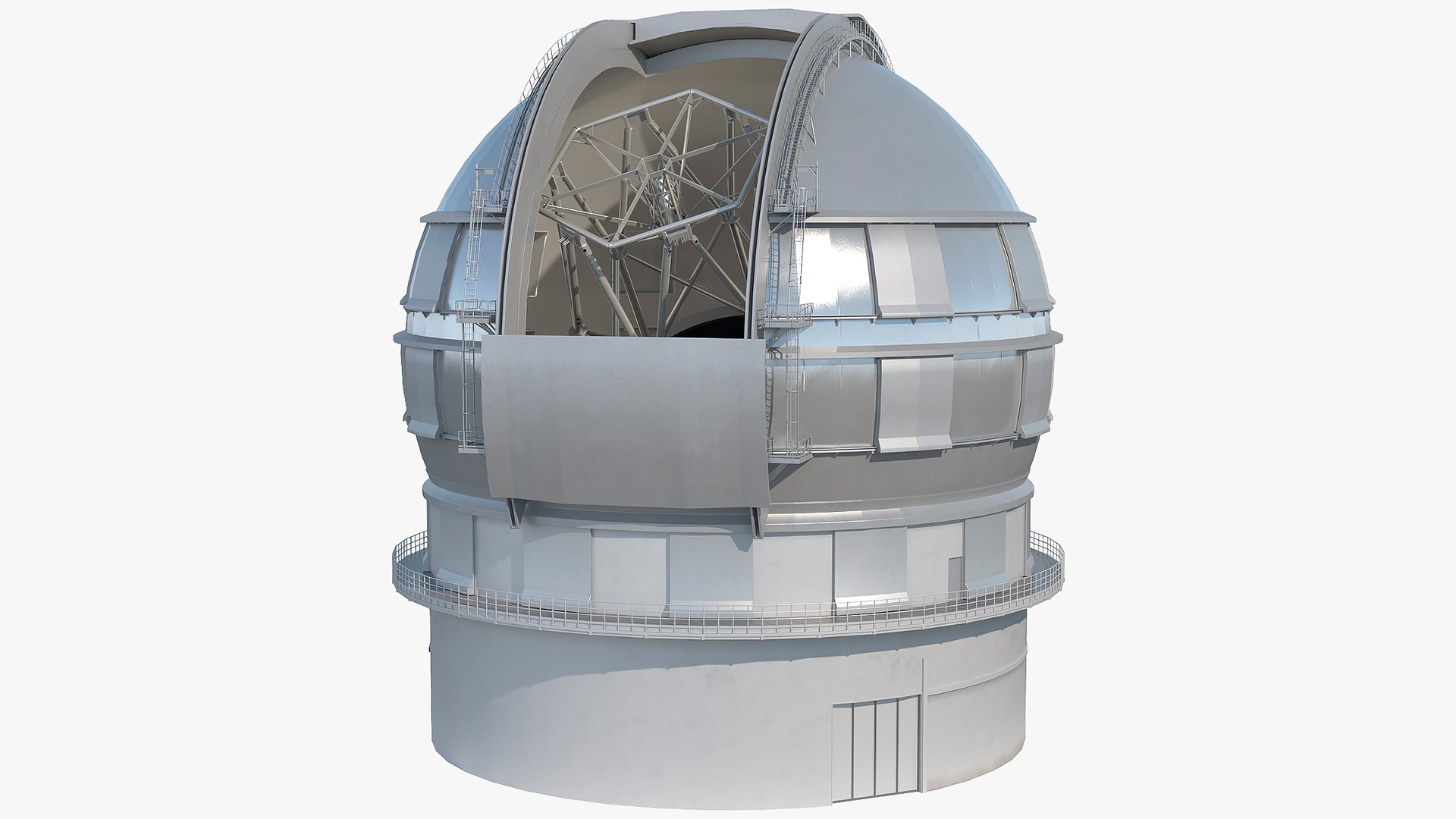 Dome Telescope Rigged 3D model preview