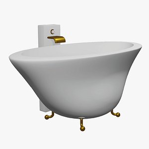 White stone bathtub faucet with gilding 3D model