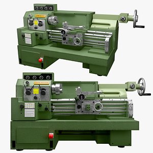 3D Industrial Lathe Machine model