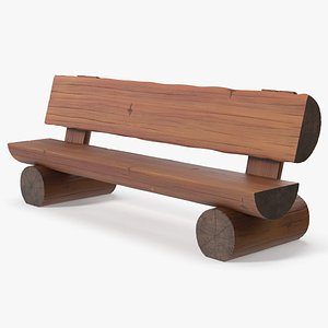 Handcrafted Log Bench for Garden Dark 3D model