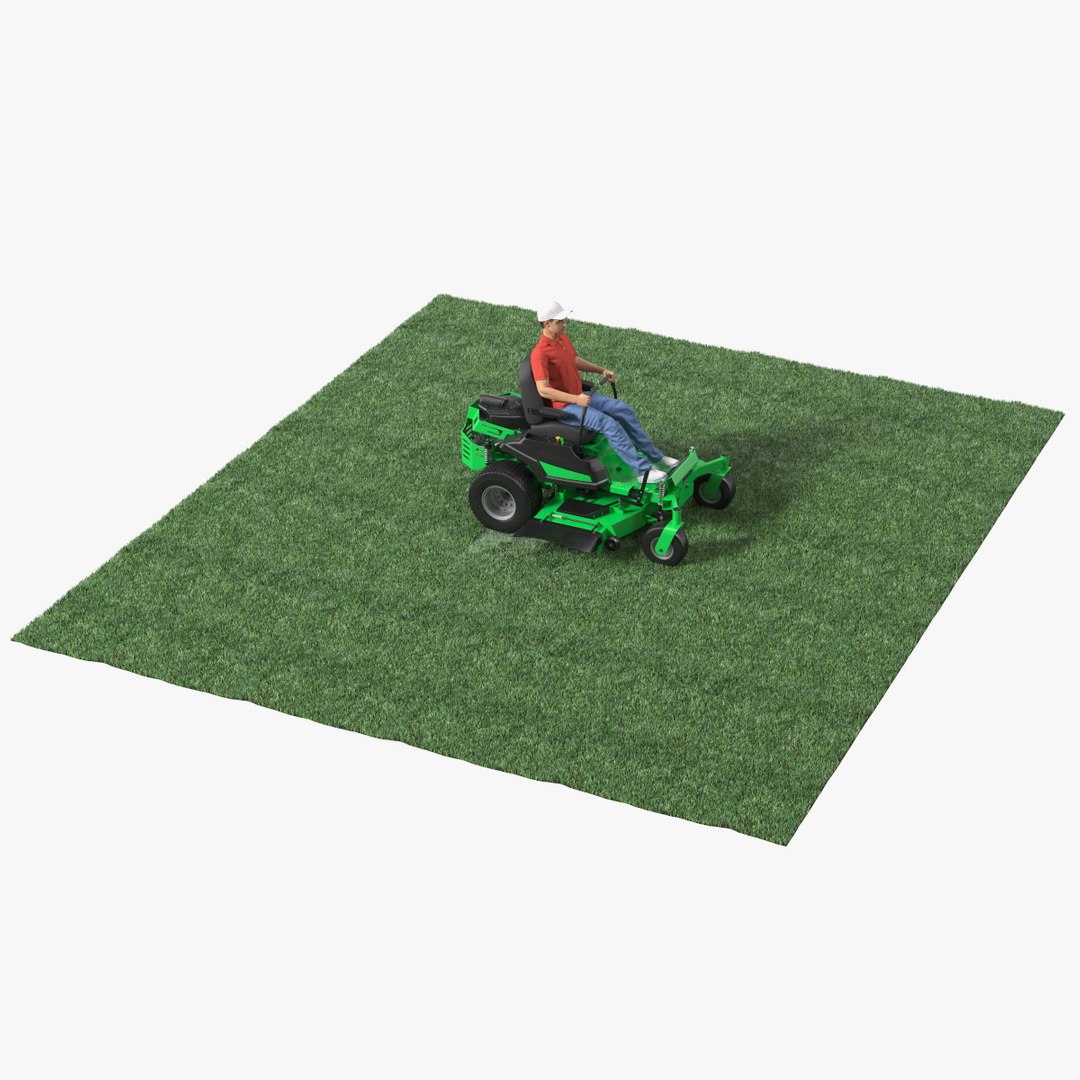 Man With Zero Turn Mower Generic Fur 3D model preview