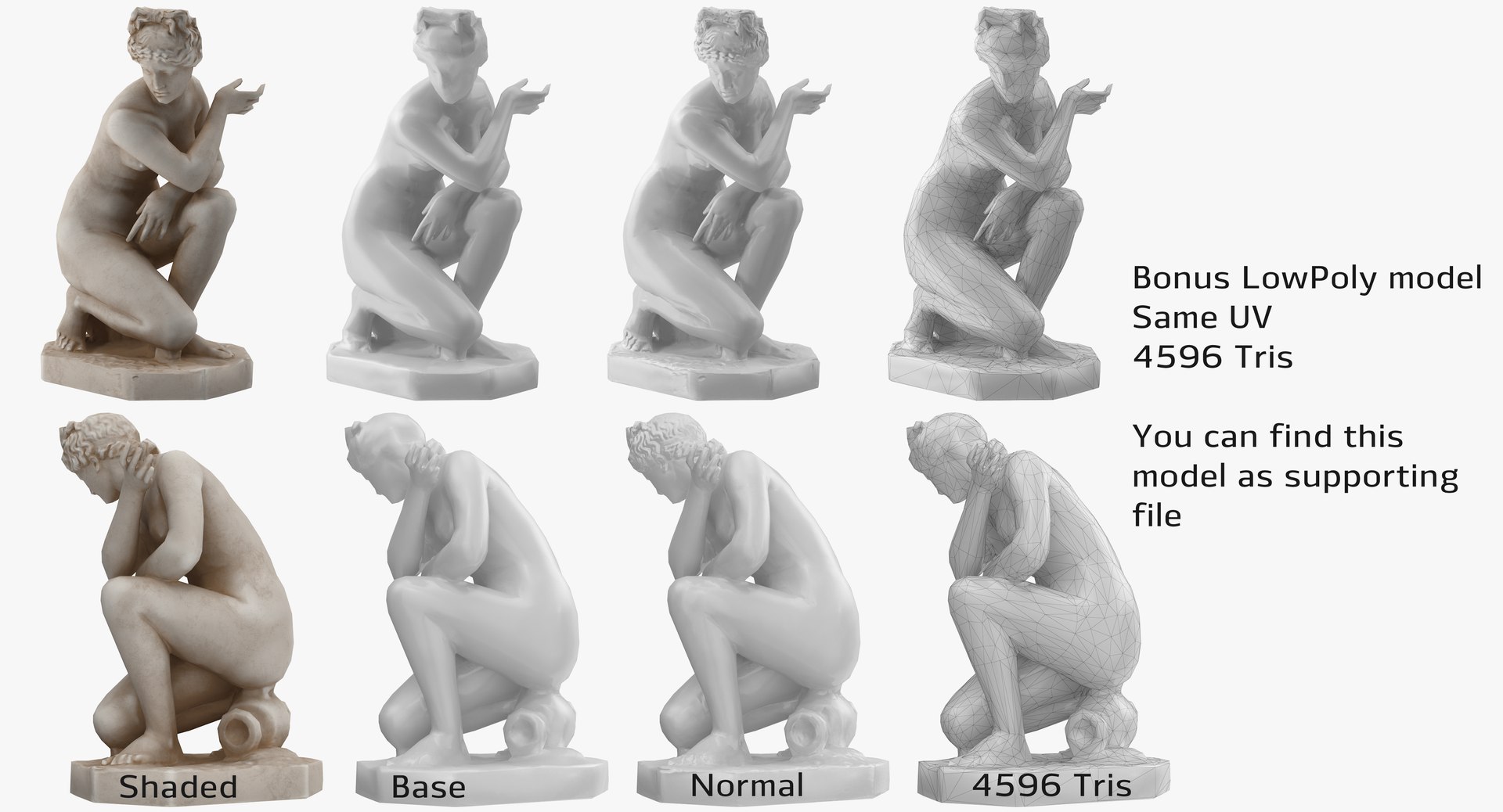 Crouching Venus Statue Model - TurboSquid 1270187