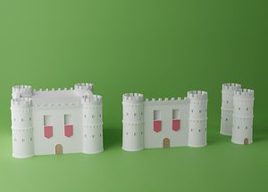 3D castle tower wall pack model